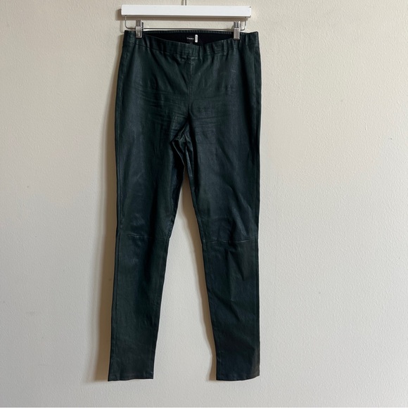 Theory Adbelle Green Leather Bristol Leggings 12 - Picture 5 of 8